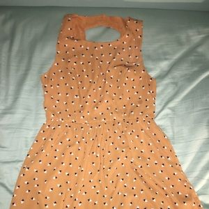 Orange Dress With Navy And White Triangle Motif